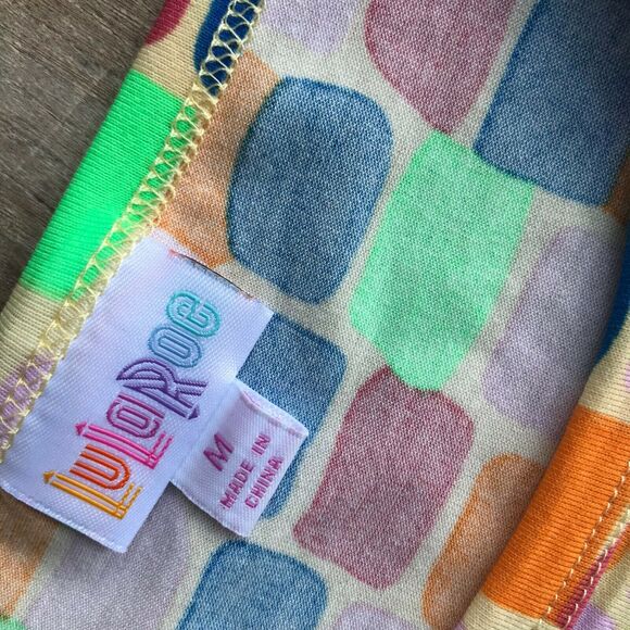 LuLaRoe Womens Dress Sz M Julia Colorful Rectangles Dots Green Rust Blue NEW - Picture 5 of 6